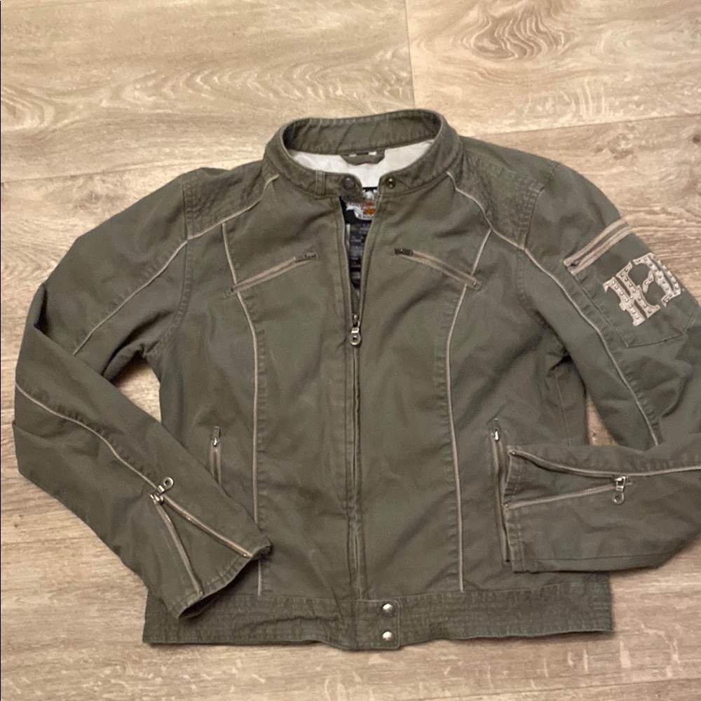 Army Green Vintage Harley Davidson Women’s Jacket